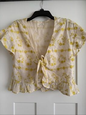 Tularosa peplum tie front embroidered blouse